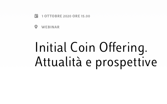 Initial Coin Offering. Attualità e prospettive